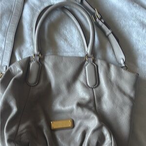 Marc Jacobs Pebbled Leather Tote in Light Gray with Gold Hardware